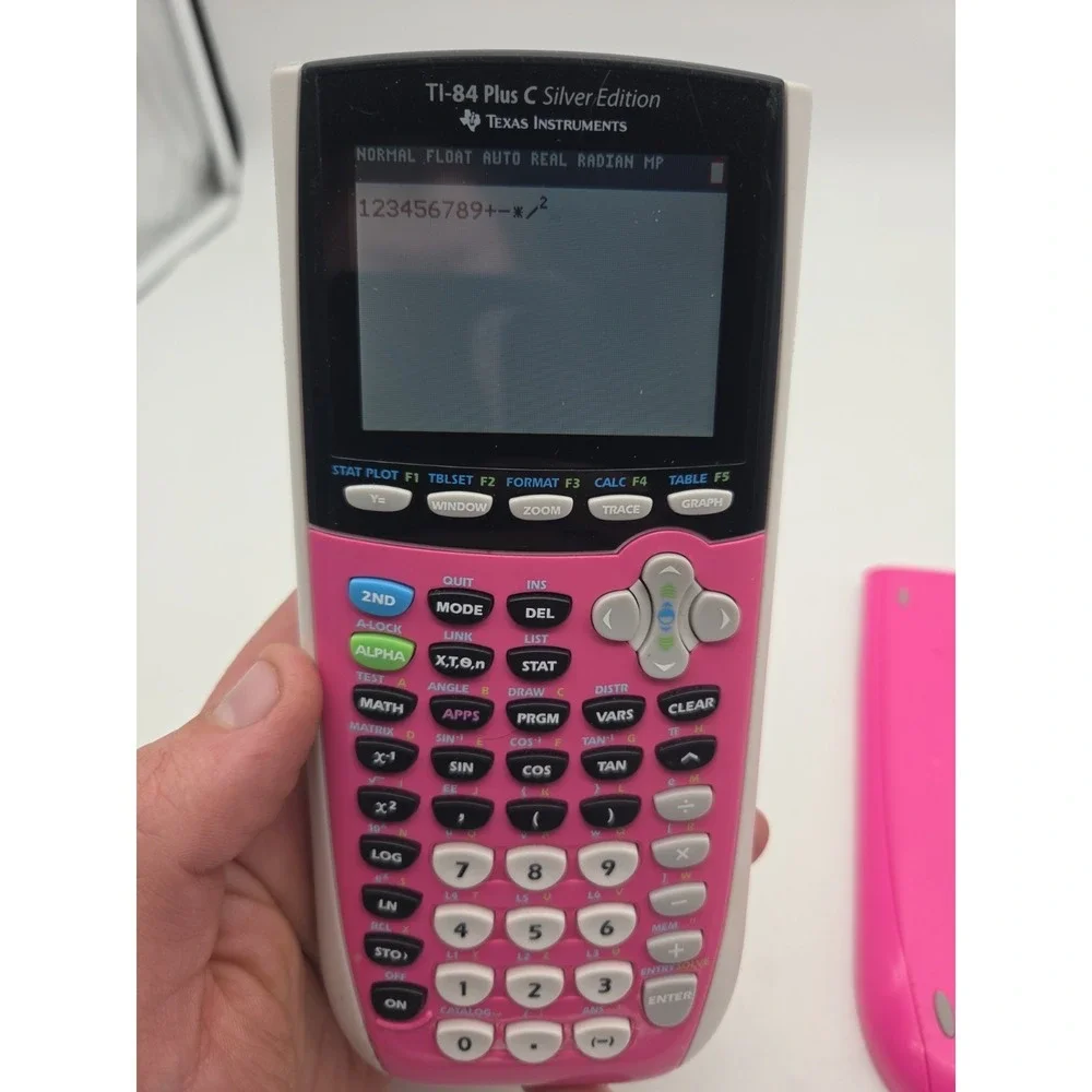 TI-84 Plus C Silver Edition Pink Calculator Tested With cover and Cord - WORKS